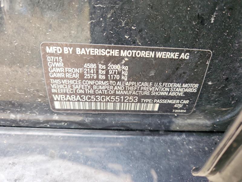 48504226 :رقم المزاد ، WBA8A3C53GK551253 vin ، 2016 Bmw 320 مزاد بيع