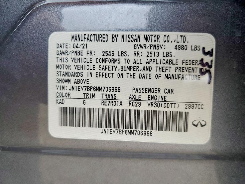 Aukcja sprzedaży 2021 Infiniti Q50, vin: JN1EV7BP6MM706966, numer aukcji: 48587766