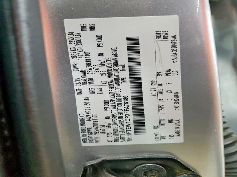 2015 Ford F150 მანქანა იყიდება აუქციონზე, vin: 1FTEW1CPXFFA76186, აუქციონის ნომერი: 49430396