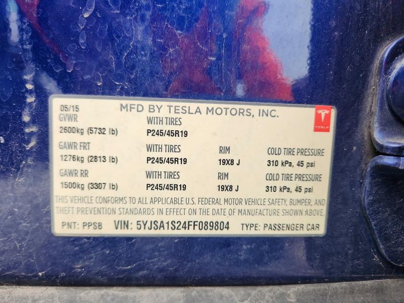 Aukcja sprzedaży 2015 Tesla Model S, vin: 5YJSA1S24FF089804, numer aukcji: 50216486