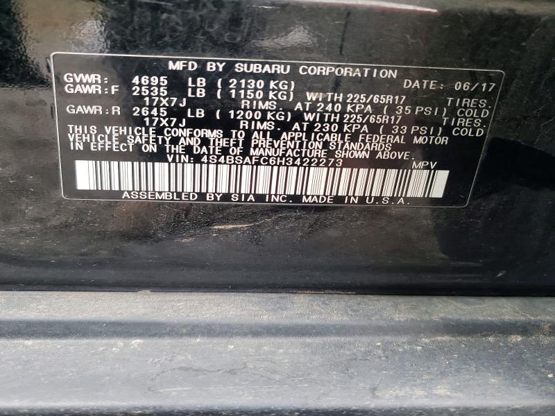 Продаж на аукціоні авто 2017 Subaru Outback, vin: 4S4BSAFC6H3422273, номер лоту: 51570696