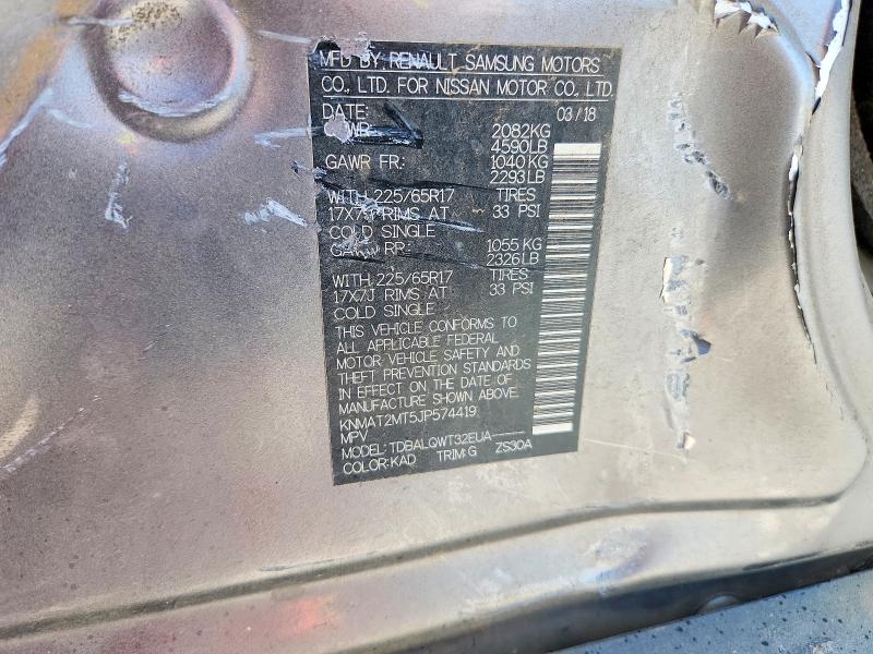 2018 Nissan Rogue მანქანა იყიდება აუქციონზე, vin: KNMAT2MT5JP574419, აუქციონის ნომერი: 49943266
