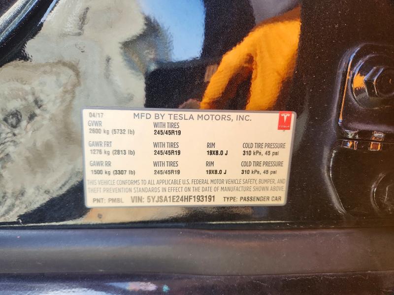 Aukcja sprzedaży 2017 Tesla Model S, vin: 5YJSA1E24HF193191, numer aukcji: 51884046
