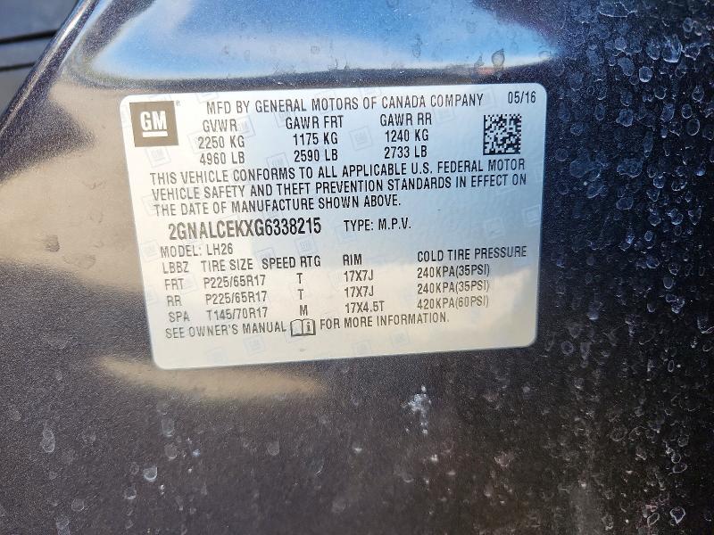 Продажа на аукционе авто 2016 Chevrolet Equinox, vin: 2GNALCEKXG6338215, номер лота: 50254886