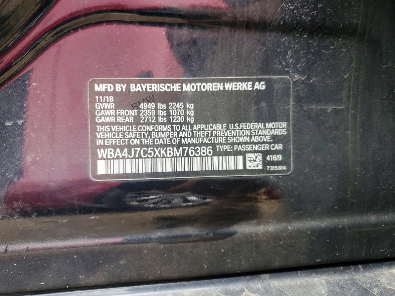Aukcja sprzedaży 2019 Bmw 440xi, vin: WBA4J7C5XKBM76386, numer aukcji: 51854666