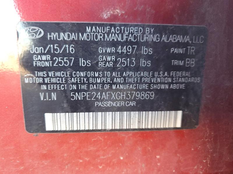 Продажа на аукционе авто 2016 Hyundai Sonata, vin: 5NPE24AFXGH379869, номер лота: 47996216