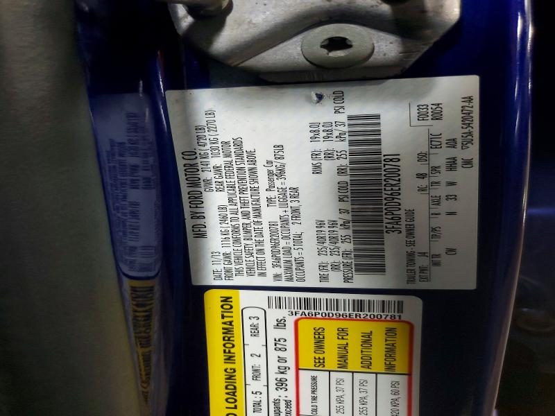 Продаж на аукціоні авто 2014 Ford Fusion, vin: 3FA6P0D96ER200781, номер лоту: 48766286