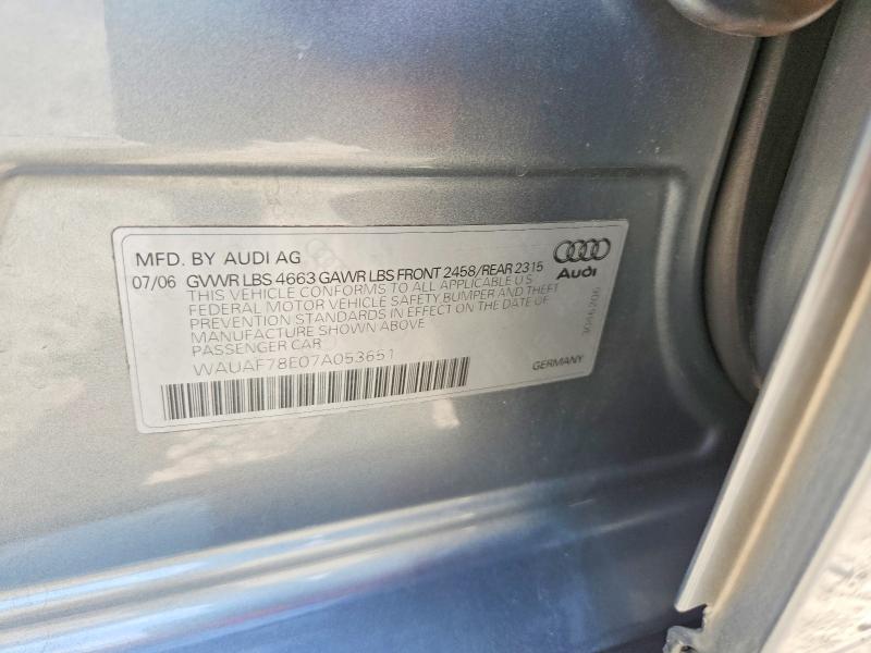 49256956 :رقم المزاد ، WAUAF78E07A053651 vin ، 2007 Audi A4 مزاد بيع