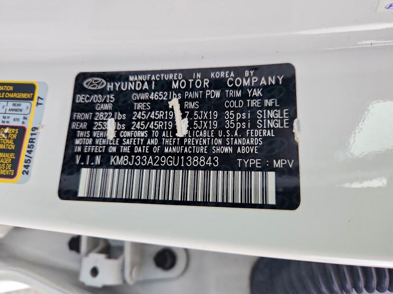 Aukcja sprzedaży 2016 Hyundai Tucson, vin: KM8J33A29GU138843, numer aukcji: 49848236