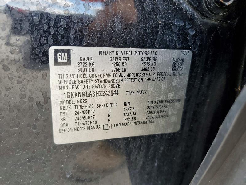 Продаж на аукціоні авто 2017 Gmc Acadia, vin: 1GKKNKLA3HZ242044, номер лоту: 52005126