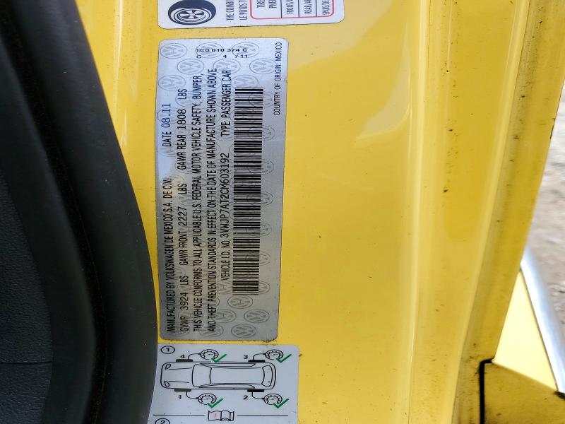 Aukcja sprzedaży 2012 Volkswagen Beetle, vin: 3VWJP7AT2CM603192, numer aukcji: 49727596