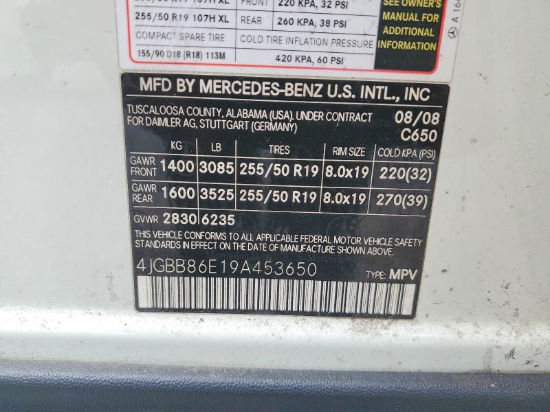 Продажа на аукционе авто 2009 Mercedes-benz Ml, vin: 4JGBB86E19A453650, номер лота: 49283446