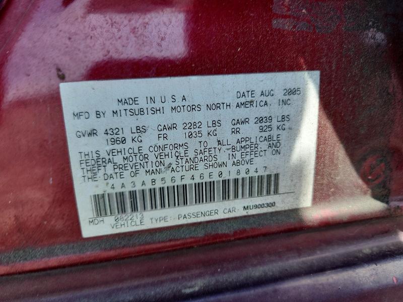 Aukcja sprzedaży 2006 Mitsubishi Galant, vin: 4A3AB56F46E018047, numer aukcji: 48618236