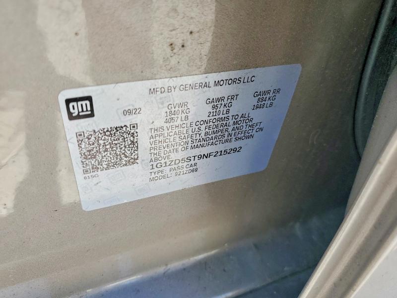 2022 Chevrolet Malibu მანქანა იყიდება აუქციონზე, vin: 1G1ZD5ST9NF215292, აუქციონის ნომერი: 50496546