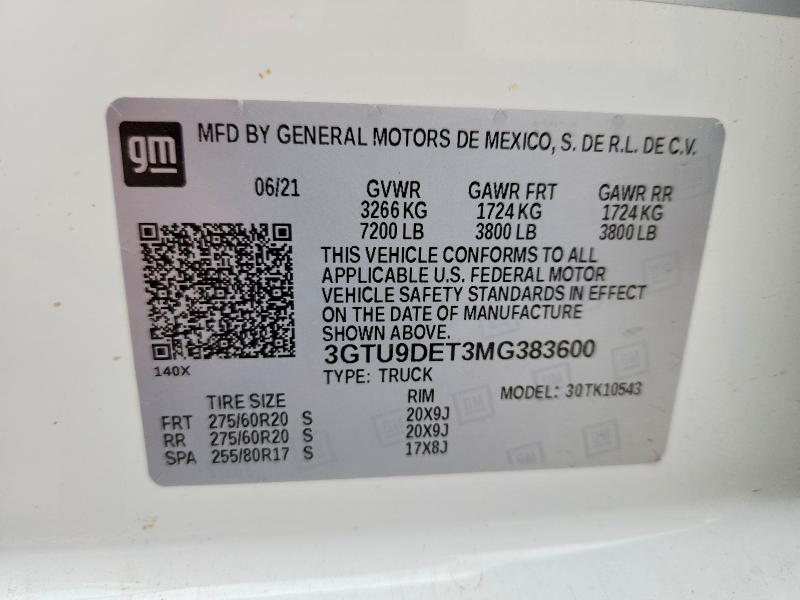 Продажа на аукционе авто 2021 Gmc Sierra, vin: 3GTU9DET3MG383600, номер лота: 51963816