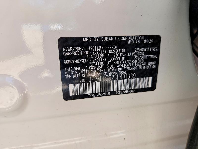 49582466 :رقم المزاد ، JF2SLDDC2SH401339 vin ، 2025 Subaru Forester مزاد بيع