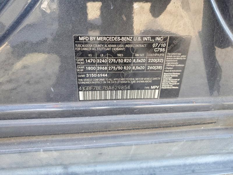 50949096 :رقم المزاد ، 4JGBF7BE7BA629854 vin ، 2011 Mercedes-benz Gl مزاد بيع