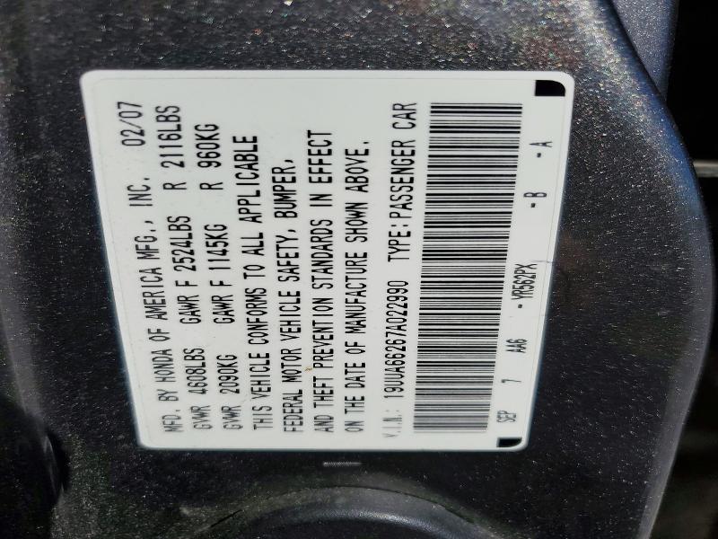 Продаж на аукціоні авто 2007 Acura Tl, vin: 19UUA66267A022990, номер лоту: 49977806