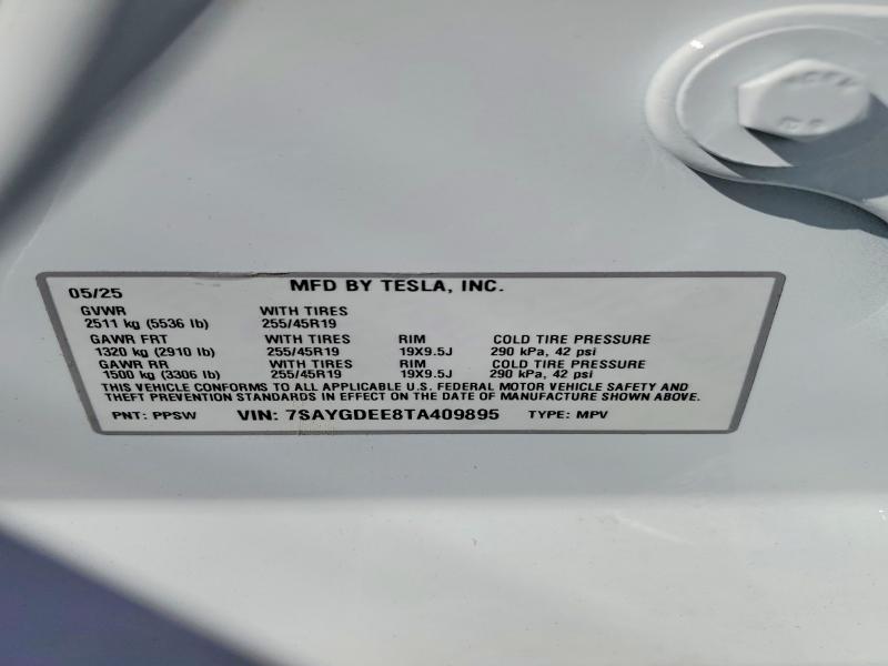 Aukcja sprzedaży 2026 Tesla Model Y, vin: 7SAYGDEE8TA409895, numer aukcji: 51376606