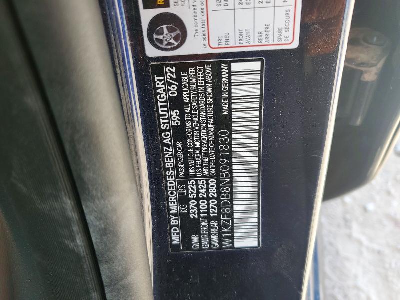 Продажа на аукционе авто 2022 Mercedes-benz E, vin: W1KZF8DB8NB091830, номер лота: 50136776