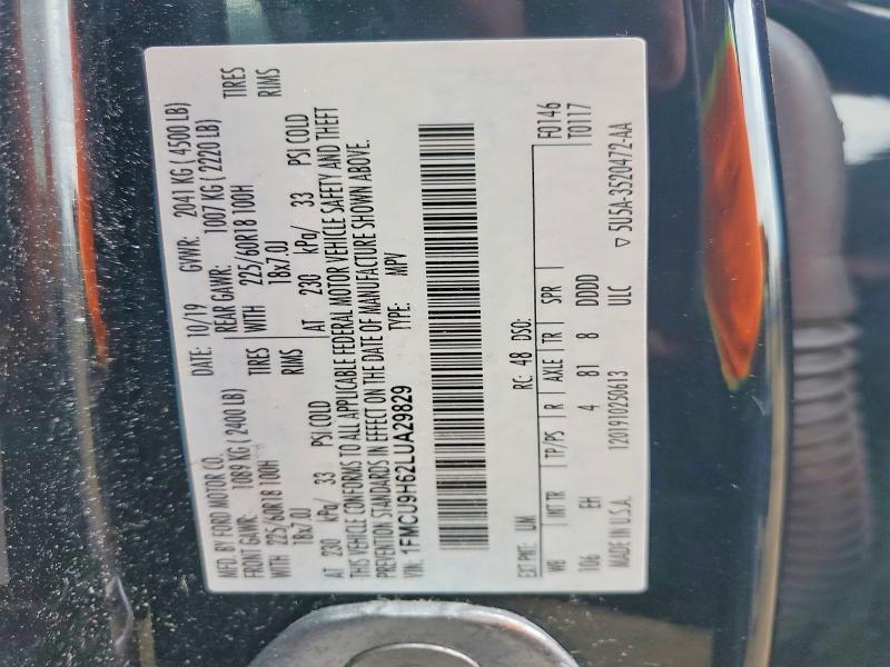 2020 Ford Escape მანქანა იყიდება აუქციონზე, vin: 1FMCU9H62LUA29829, აუქციონის ნომერი: 49073446