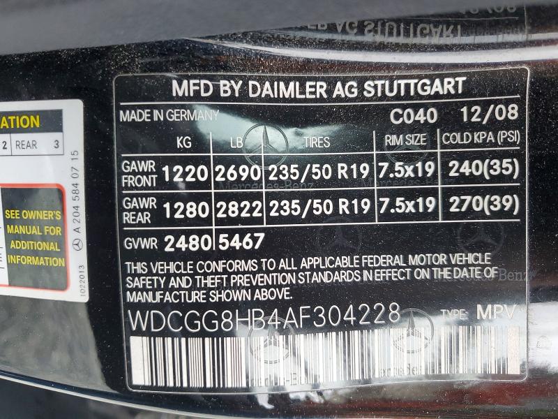 Aukcja sprzedaży 2010 Mercedes-benz Glk, vin: WDCGG8HB4AF304228, numer aukcji: 48473816