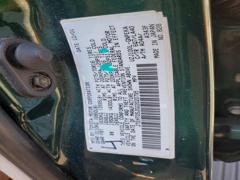 45944486 :رقم المزاد ، JTEHT05J022020795 vin ، 2002 Toyota Land Cruiser مزاد بيع