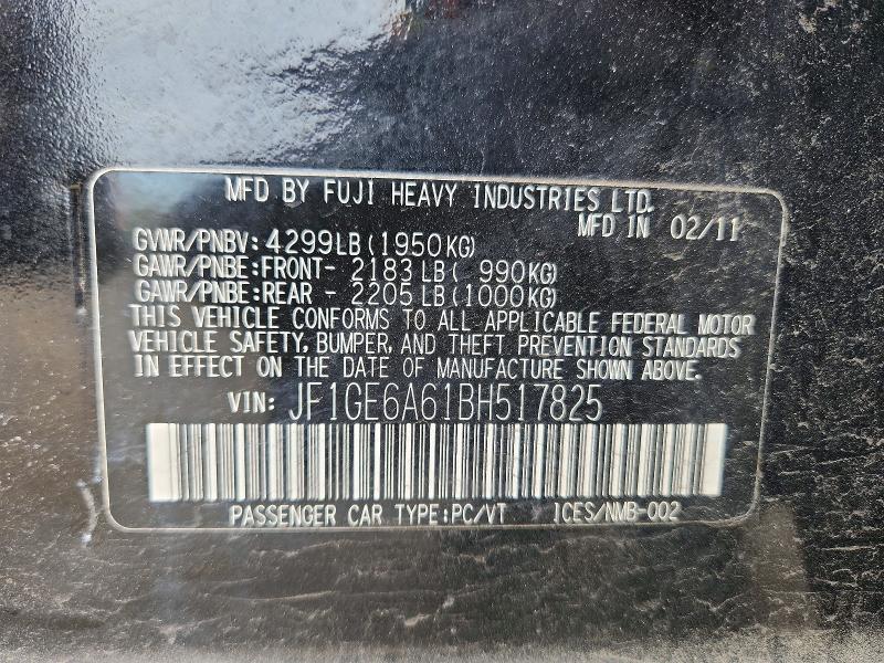 Aukcja sprzedaży 2011 Subaru Impreza, vin: JF1GE6A61BH517825, numer aukcji: 51442416