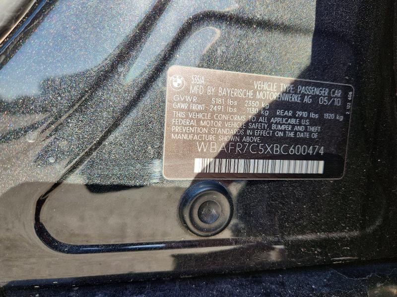 49424076 :رقم المزاد ، WBAFR7C5XBC600474 vin ، 2011 Bmw 535 مزاد بيع