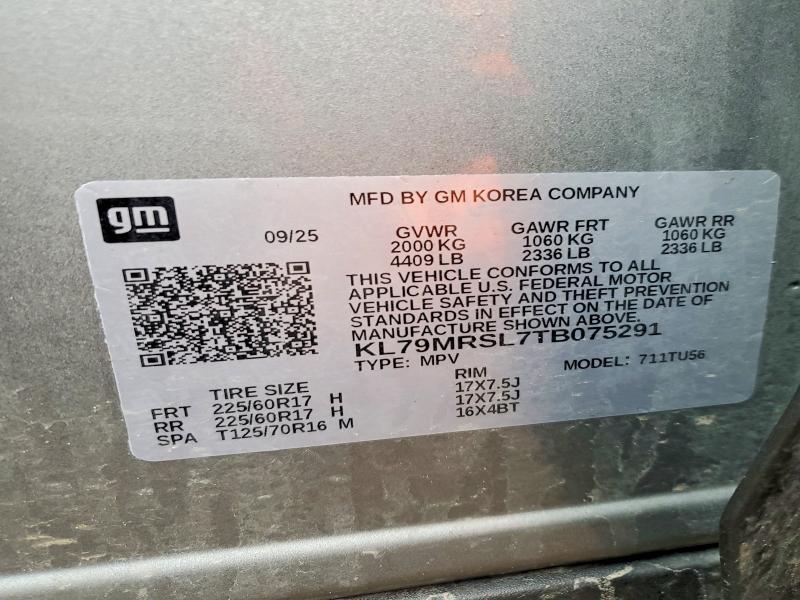 50903676 :رقم المزاد ، KL79MRSL7TB075291 vin ، 2026 Chevrolet Trailblazer مزاد بيع