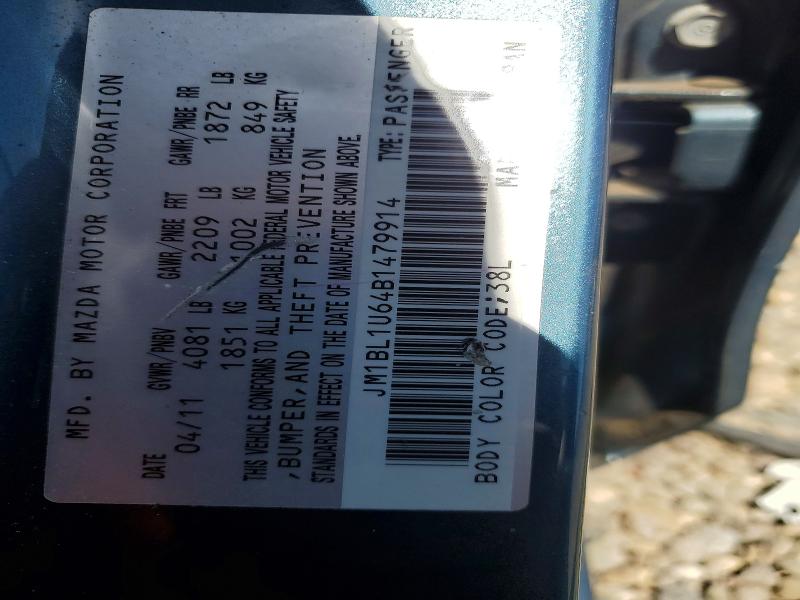 49561246 :رقم المزاد ، JM1BL1U64B1479914 vin ، 2011 Mazda 3 مزاد بيع