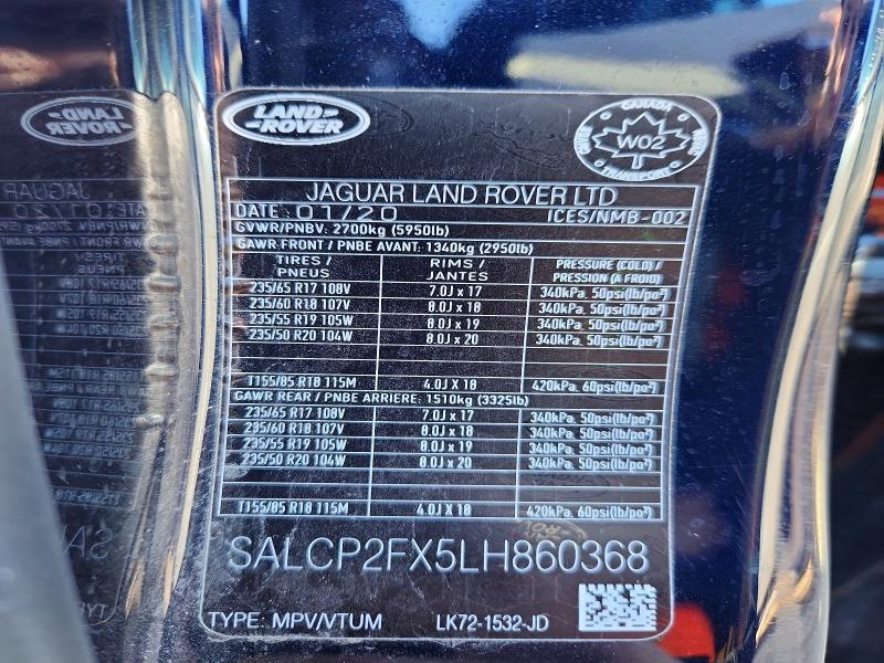 Aukcja sprzedaży 2020 Land Rover Discovery Sport Se P, vin: SALCP2FX5LH860368, numer aukcji: 79252825