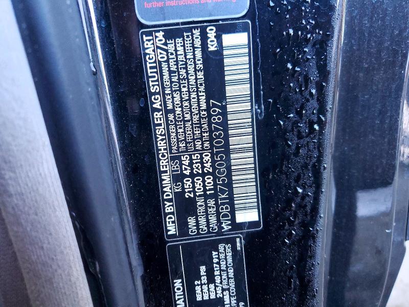 Продажа на аукционе авто 2005 Mercedes-benz Clk, vin: WDBTK75G05T037897, номер лота: 49774716