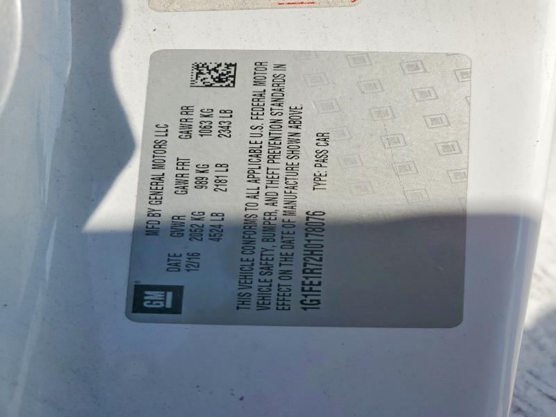 50736956 :رقم المزاد ، 1G1FE1R72H0178076 vin ، 2017 Chevrolet Camaro مزاد بيع