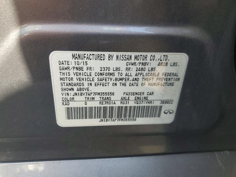 Aukcja sprzedaży 2015 Infiniti Q50, vin: JN1BV7AP7FM355556, numer aukcji: 49003566