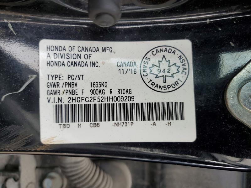Продаж на аукціоні авто 2017 Honda Civic, vin: 2HGFC2F52HH009209, номер лоту: 49556746
