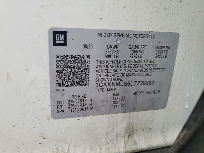 Продаж на аукціоні авто 2020 Gmc Acadia, vin: 1GKKNMLS6LZ239863, номер лоту: 50796596