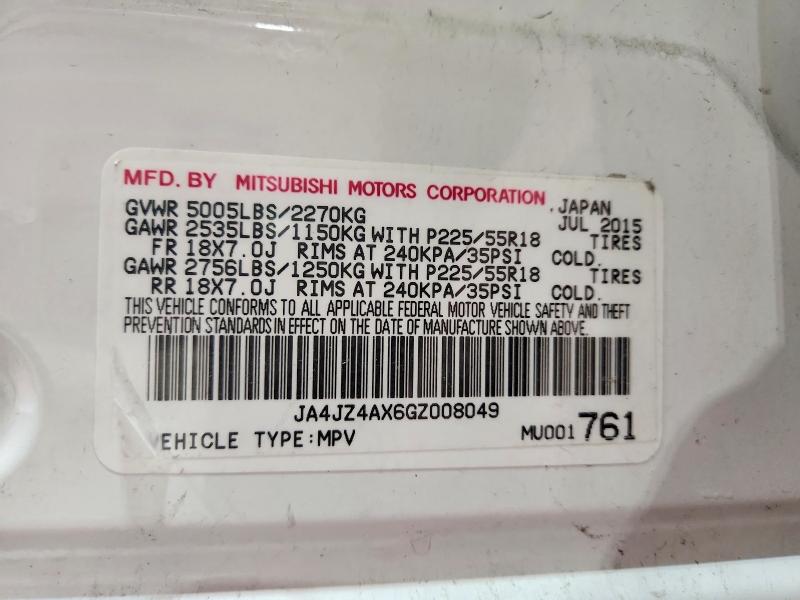51329976 :رقم المزاد ، JA4JZ4AX6GZ008049 vin ، 2016 Mitsubishi Outlander مزاد بيع