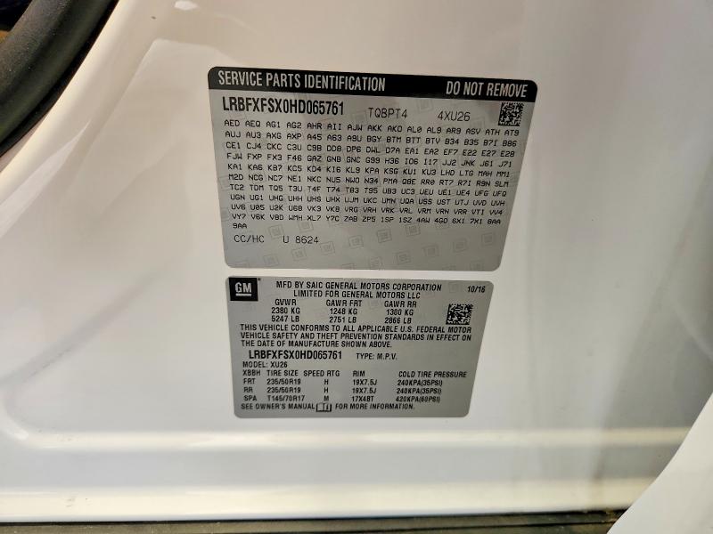 Продажа на аукционе авто 2017 Buick Envision, vin: LRBFXFSX0HD065761, номер лота: 50531406