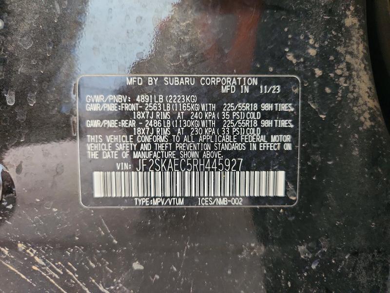 Aukcja sprzedaży 2024 Subaru Forester, vin: JF2SKAEC5RH445927, numer aukcji: 50518246