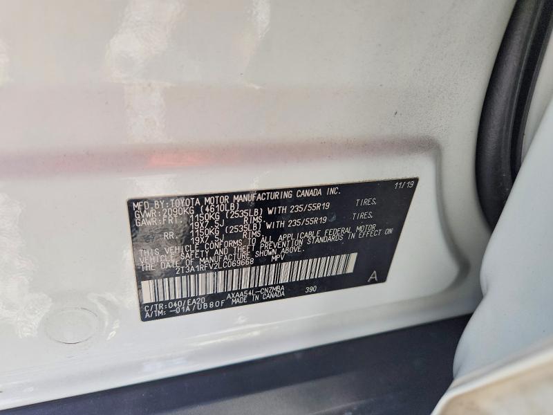 2020 Toyota Rav4 მანქანა იყიდება აუქციონზე, vin: 2T3A1RFV2LC069668, აუქციონის ნომერი: 49900646