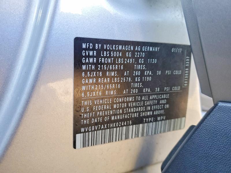 Aukcja sprzedaży 2017 Volkswagen Tiguan, vin: WVGBV7AX1HK024415, numer aukcji: 49334196