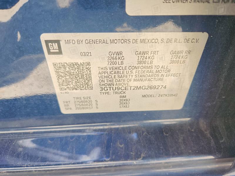 49263566 :رقم المزاد ، 3GTU9CET2MG269274 vin ، 2021 Gmc Sierra مزاد بيع
