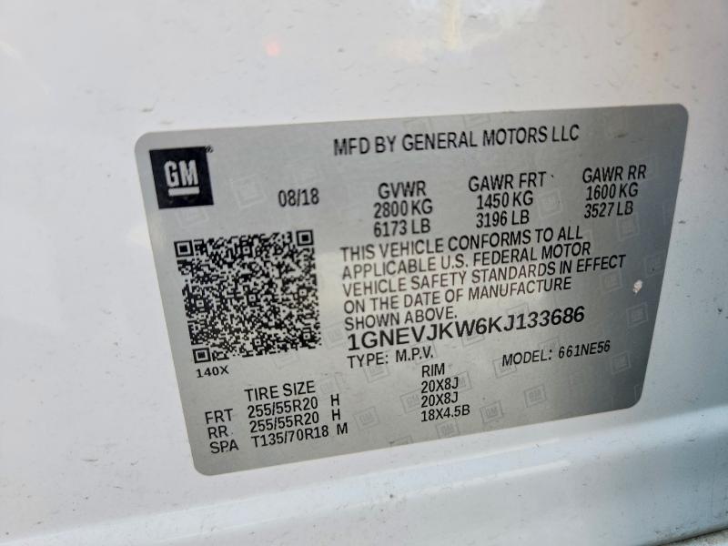 Aukcja sprzedaży 2019 Chevrolet Traverse, vin: 1GNEVJKW6KJ133686, numer aukcji: 49262946