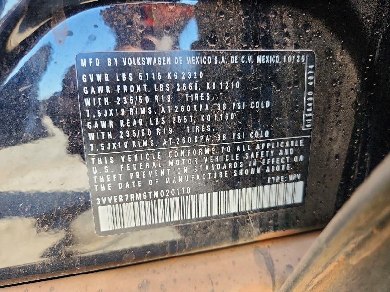 48638886 :رقم المزاد ، 3VVER7RM6TM020170 vin ، 2026 Volkswagen Tiguan مزاد بيع