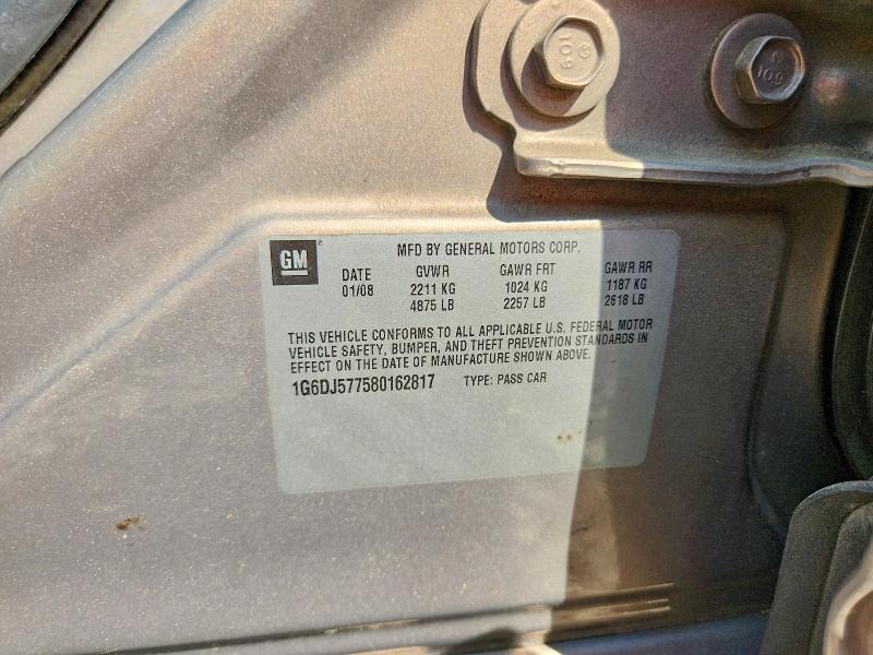 2008 Cadillac Cts მანქანა იყიდება აუქციონზე, vin: 1G6DJ577580162817, აუქციონის ნომერი: 50978026