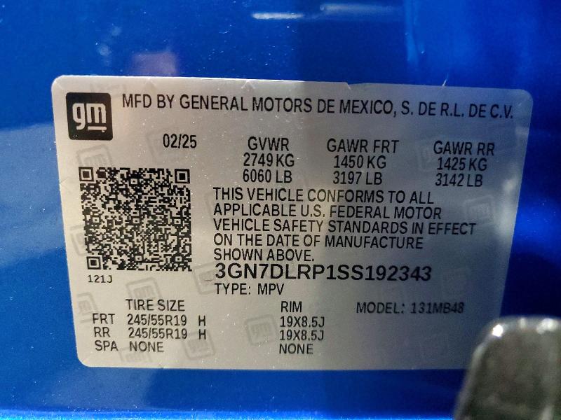 Aukcja sprzedaży 2025 Chevrolet Equinox, vin: 3GN7DLRP1SS192343, numer aukcji: 51640246