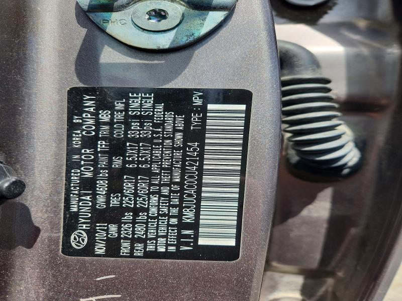 50290826 :رقم المزاد ، KM8JUCAC0CU421454 vin ، 2012 Hyundai Tucson مزاد بيع