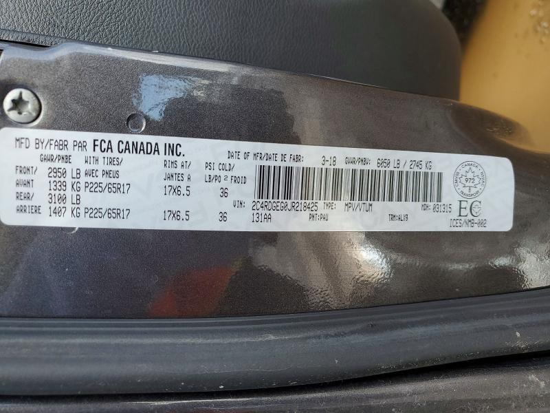 Продаж на аукціоні авто 2018 Dodge Grand Caravan, vin: 2C4RDGEG0JR218425, номер лоту: 48788646