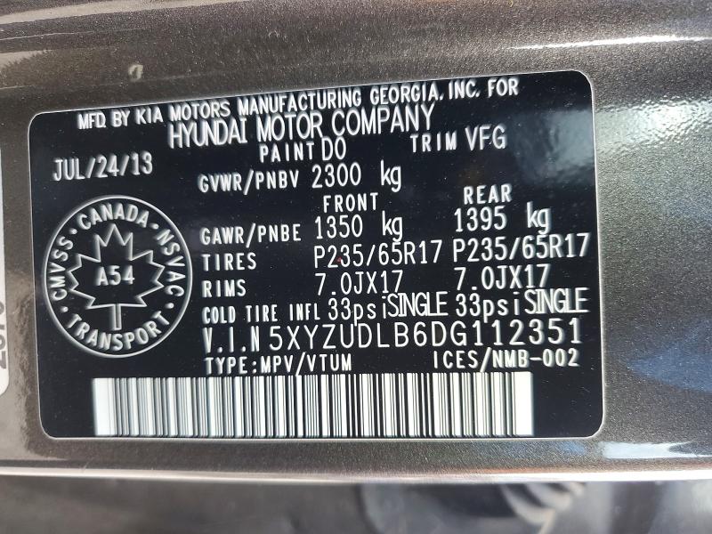 48832496 :رقم المزاد ، 5XYZUDLB6DG112351 vin ، 2013 Hyundai Santa Fe Sport مزاد بيع